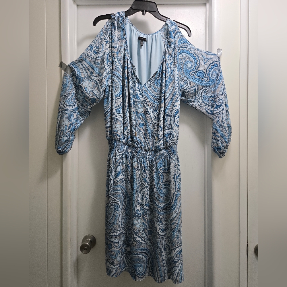 White House Black Market Blue Paisley Dress Plus 18W